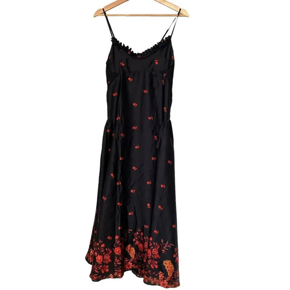 Free People Floral Midi Sundress in Black Combo in Small - Picture 6 of 11